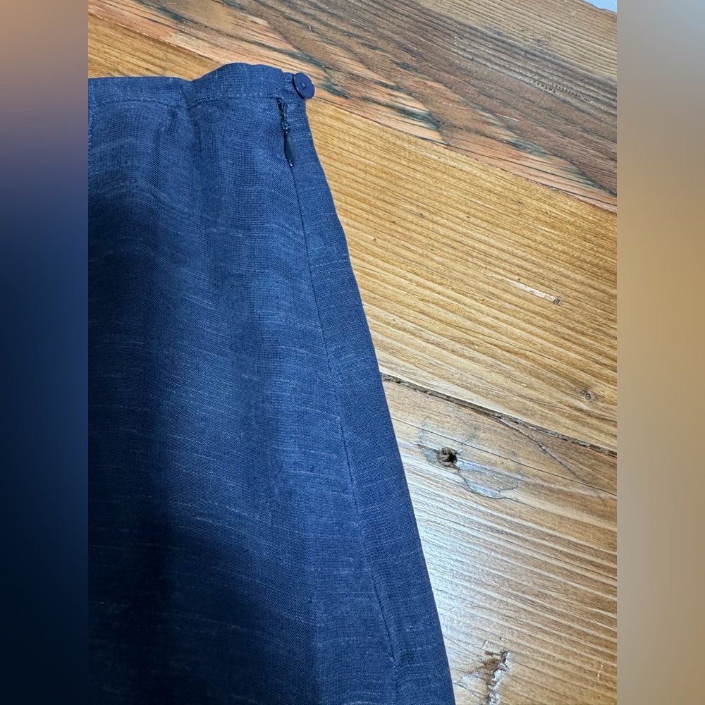 Jaeger Women’s Vintage Floral Heathered Navy Trumpet Pencil Skirt Flax blend 10 - Picture 12 of 14